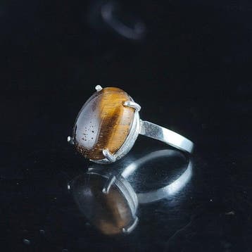 Zilver - Ring - Oog Tijger Schild Bescherm
