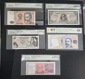 Wereld. - 5 Banknotes - Various Dates (Zonder minimumprijs)