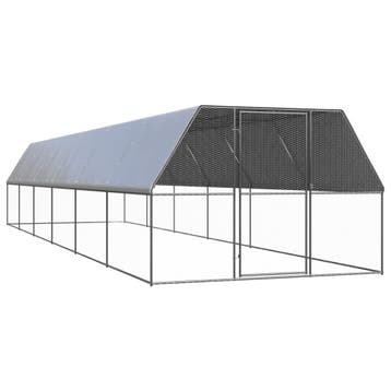 vidaXL Buitenhok voor kippen 3x12x2 m gegalvaniseerd staal, Verzenden, Nieuw