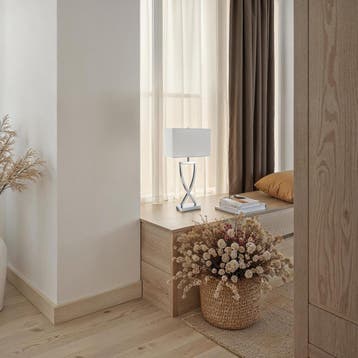 Tafellamp Avina, modern design, 60W - chroom, Verzenden, Nieuw