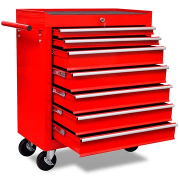 vidaXL Gereedschapswagen 7 lades rood, Verzenden, Nieuw