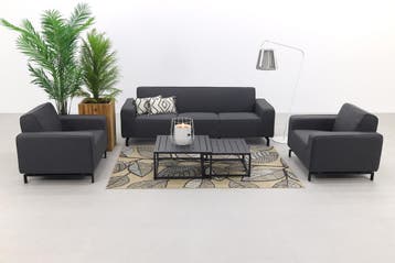 Boavista/Royalty stoel-bank loungeset - Sooty - 5-delig, Verzenden, Nieuw, Overige materialen, Loungeset