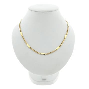 Gouden gourmetschakel ketting met gesloten staafjes, Ophalen of Verzenden, Gebruikt, Goud, Goud