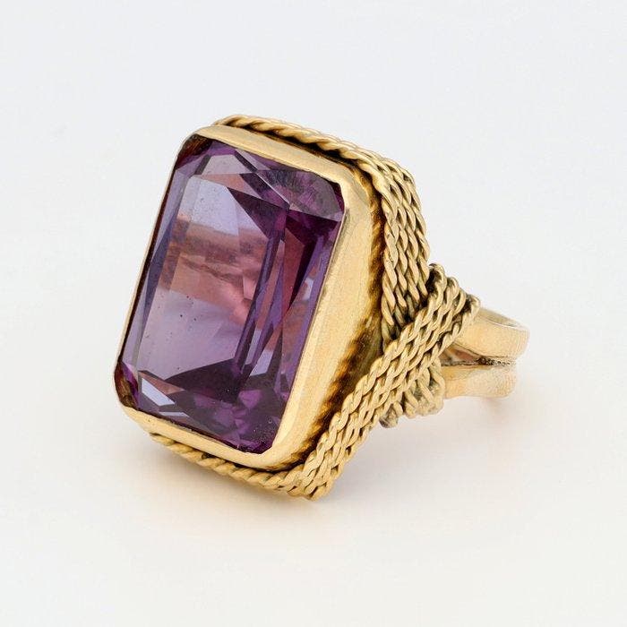 Ring - 18 karaat Geel goud - Saffier, Sieraden, Tassen en Uiterlijk, Ringen