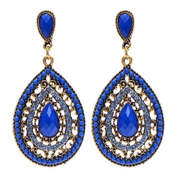 Fako Bijoux - Oorbellen - Bohemian - Druppel - Donkerblauw, Verzenden, Nieuw