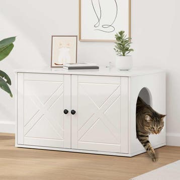 vidaXL Kattenhuis Glanzend Wit 85 x 55 x 50,5 cm Bewerkt, Dieren en Toebehoren, Verzenden, Nieuw