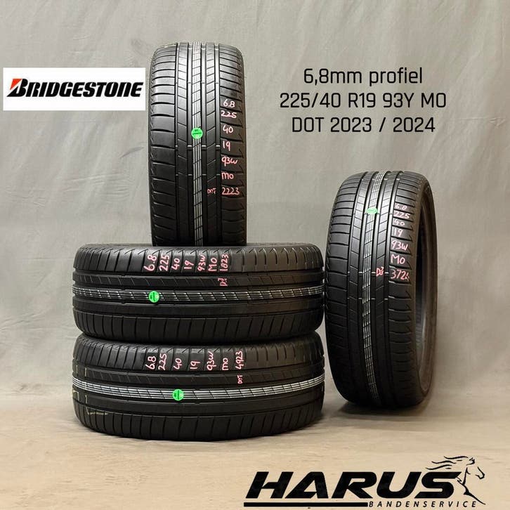 225/40/19 93W MO Bridgestone zomerbanden 6,8mm profiel 4X, Auto-onderdelen, Banden en Velgen, 19 inch, Erkend duurzaam, Zomerbanden