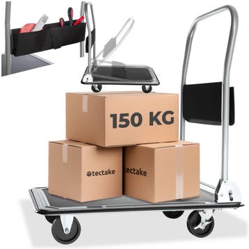 Platformwagen met remmen - zwart, 150 kg, Verzenden, Nieuw