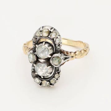 Ring - 14 karaat Geel goud, Zilver Diamant (Natuurlijk), Nieuw