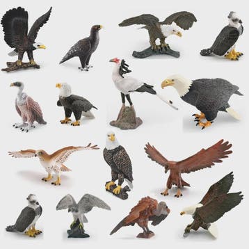 Realistische Roofvogel Figuren Set: Adelaar, Gier & Secretar