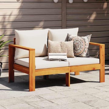 vidaXL Tuinbank 2-zits met kussens massief acaciahout, Verzenden, Nieuw, Hardhout