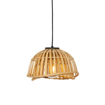 Oosterse hanglamp zwart met naturel bamboe 30 cm - Pua, Verzenden, Nieuw, Oosters