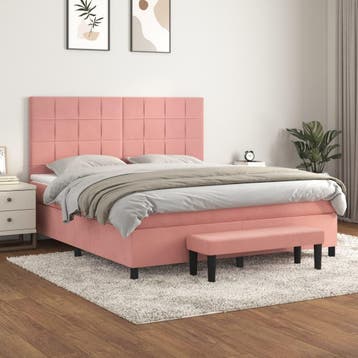 vidaXL Boxspring met matras fluweel roze 160x200 cm, Verzenden, 200 cm, Stof, 160 cm