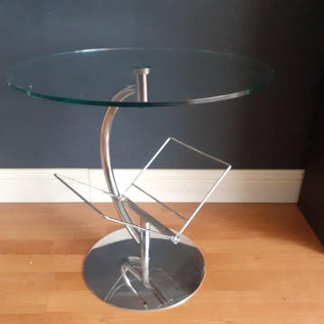Bijzettafel - Glas, Verchroomd, Staal