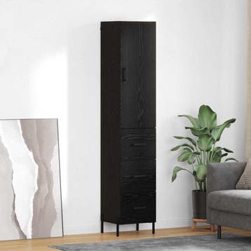 vidaXL Highboard Zwart Eiken 34,5 x 34 x 180 cm Bewerkt hout, Huis en Inrichting, Minder dan 50 cm, Verzenden, Nieuw, Minder dan 100 cm