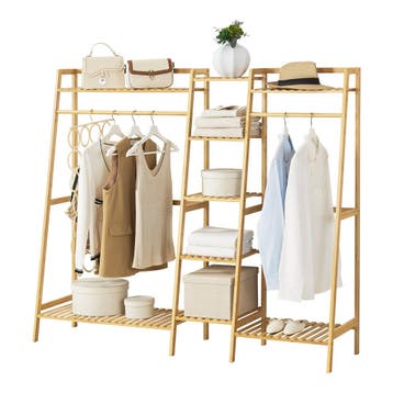 [en.casa] Kledingrek Sogndal met 9 planken 139x158x40 cm bam, Verzenden, Nieuw
