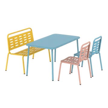 Kindertuinset Etroubles 4-delig tafel met bank en 2 stoelen, Verzenden, Nieuw
