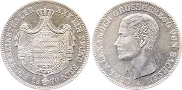 Duitsland Thaler Vereinstaler, daalder 1870 Sachsen Weima..., Verzenden
