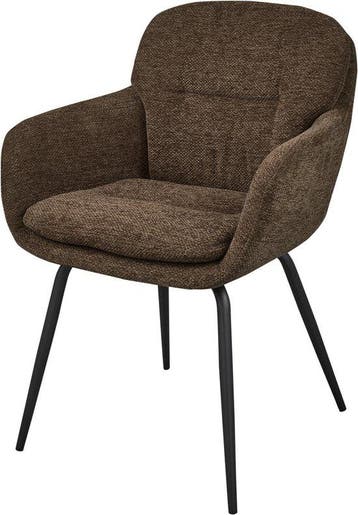 WOOOD Runa Eetkamerstoel Chenille Warm Bruin — Zeer goed, Nieuw