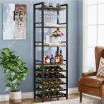 Industriële Wijnkast – Wijnrek 20 Flessen met Glashouder, Huis en Inrichting, Woonaccessoires | Wijnrekken, Verzenden, Nieuw