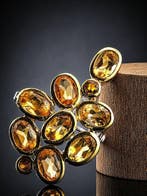 Citrien - Zilver - Broche - Golden Sparkle, Antiek en Kunst