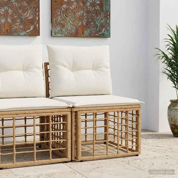 vidaXL Modulaire Outdoor Armloze Sofa Eenheid Naturel poly, Tuin en Terras, Verzenden, Nieuw, Rotan