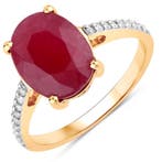Ring - 14 karaat Geel goud - 3.97ct. tw. Robijn - Diamant -, Nieuw