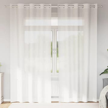 vidaXL Gordijnen voile met doorvoertules 2 st wit, Verzenden, Nieuw, Wit
