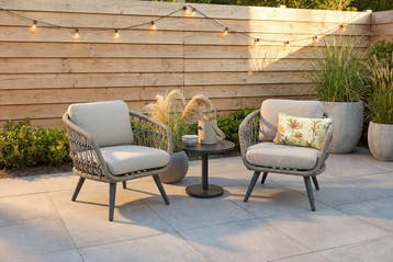 Julia/Canto naturel rope low-dining tuinstoelen incl., Verzenden, Nieuw, Overige materialen, Loungeset