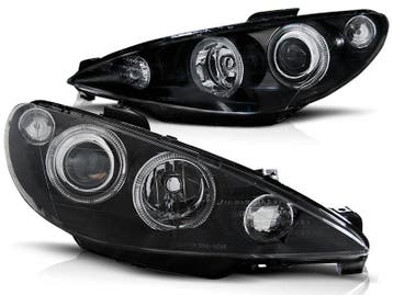 Koplampen Peugeot 206 Angel Eyes elr zwart, Auto-onderdelen, Ophalen of Verzenden, Nieuw