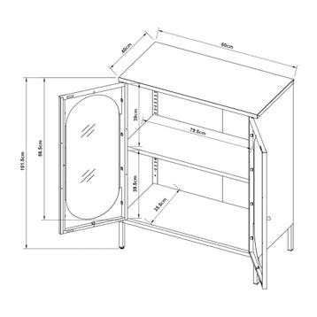 Dressoir Karlskrona metaal met geribbeld glas zwart 101x80x4, Verzenden, Nieuw