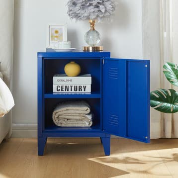 Nachtkastje Inari metaal 57x40x30 cm blauw [en.casa], Huis en Inrichting, Tafels | Bijzettafels, Verzenden, Nieuw
