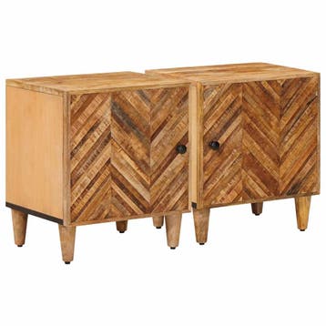 vidaXL Nachtkastje 2 st Bruin 40 x 33 x 46 cm Massief Mango, Minder dan 45 cm, Verzenden, Nieuw, Minder dan 55 cm