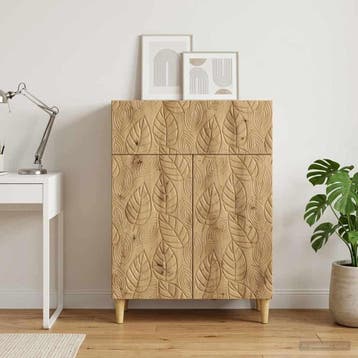 vidaXL Dressoir Artisanaal eiken 66 x 34,5 x 90 cm Bewerkt, Huis en Inrichting, Verzenden, Nieuw, Overige houtsoorten, Minder dan 50 cm
