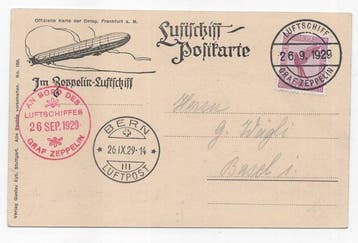 Zwitserland 1929 - CP Zeppelin gecharterd. Duitse bediening, Gestempeld