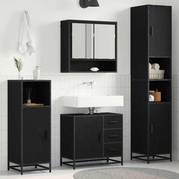 vidaXL Badkamermeubelset 4 st Zwart Eiken 35 x 37,5 x 188,5, Verzenden, Nieuw, Overige typen