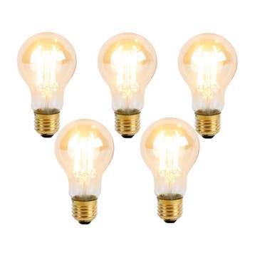 Set van 5 E27 3-staps dimbare LED lamp A60 goldline 5W 530, Verzenden, Nieuw