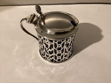 Pot - .925 zilver - Sterling Zilveren Mosterd, Antiek en Kunst, Antiek | Goud en Zilver