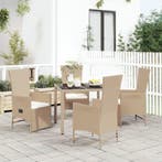 vidaXL 5-delige Tuinset met kussens poly rattan beige, Tuin en Terras, Verzenden, Nieuw, Rotan, Tuinset
