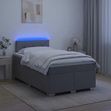 vidaXL Boxspring Bed met Matras en LED Lichtgrijs 120 x 190, Verzenden, Nieuw, Twijfelaar