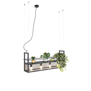 Industriële hanglamp zwart met gaas 4-lichts - Cage Rack, Verzenden, Nieuw, Industrieel