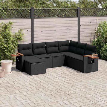 vidaXL Patio Sofa Set 7-zits Black, Verzenden, Nieuw