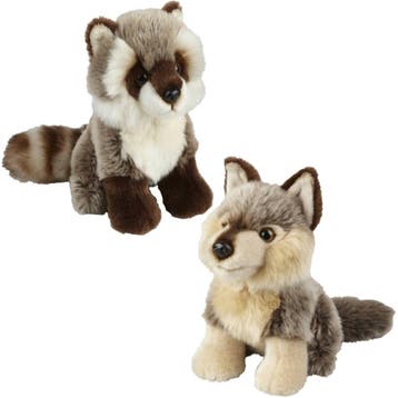 Wolf en wasbeer knuffel set - pluche - 18 cm, Kinderen en Baby's, Speelgoed | Knuffels en Pluche, Verzenden, Nieuw