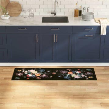 vidaXL Keuken Vloerkleed Zwart 150 x 45 cm Fluweel, Verzenden, Nieuw