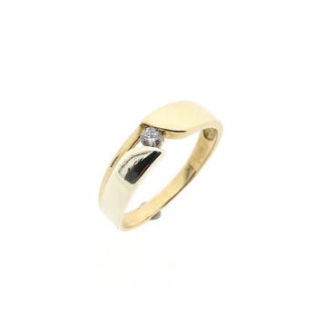 8 karaat bicolor ring met zirconia, Gebruikt, Overige kleuren, Ophalen of Verzenden, Kleiner dan 17