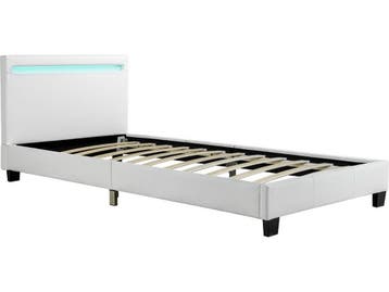 Juskys Verona - Gestoffeerd Bed - LED Verlichting - Wit - 90, Huis en Inrichting, Verzenden, Nieuw