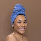 Demin blauw hoofddoek - Headwrap van stretchy Jersey stof, Ophalen of Verzenden, Nieuw