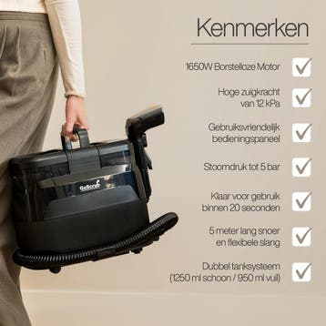 Tapijtreiniger PRO met Vloermop - Stoomreiniger en Vlekkenre, Verzenden, Zo goed als nieuw