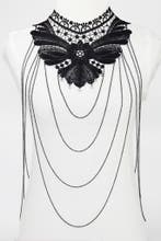 Body Chain Zwart Kant Kraagje Lichaamsketting Victoriaans Se, Kunststof, Verstelbaar, Zwart, Nieuw
