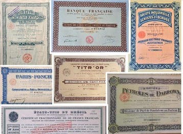 Frankrijk. 40 verschillende zeer oude Franse effecten (1889